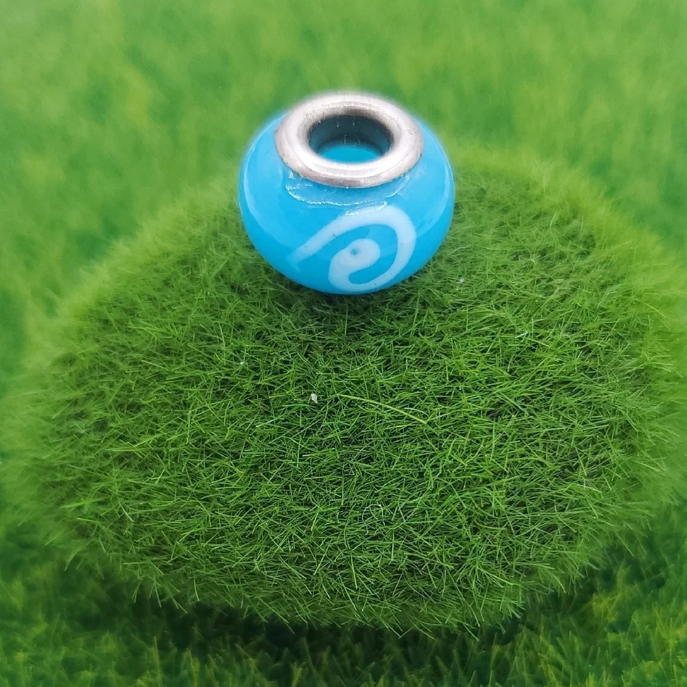 Blue Glass Bead with Silver‎ Core P313
